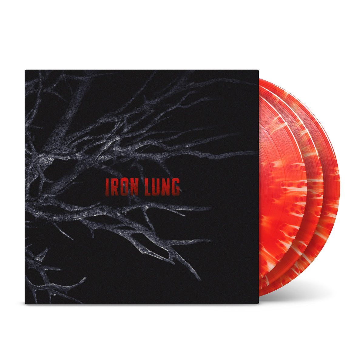  Iron Lung Exclusive Edition soundtrack on three 'Blood Ocean' cloudy red and transparent heavyweight vinyl records, with outer sleeve artwork by Molly Brown.

